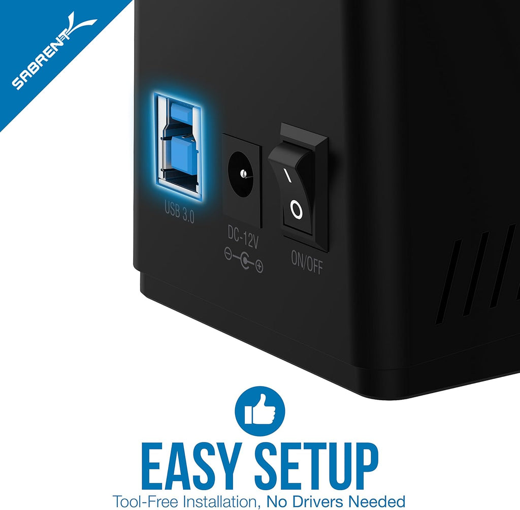 USB 3.0 to SATA Dual Bay External Hard Drive Docking Station for 2.5/3.5in HDD SSD with Cloner Function J42226
