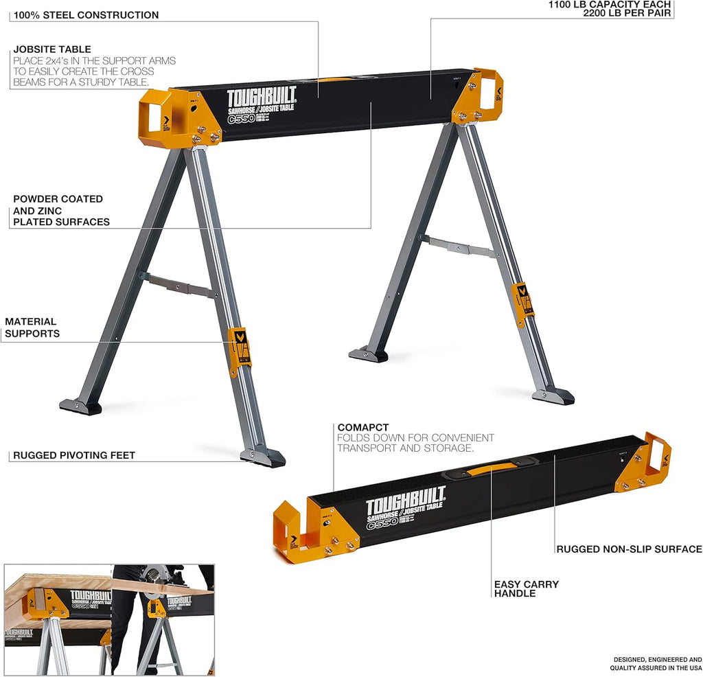 Folding Sawhorse Jobsite Table with Carry Handle N569924