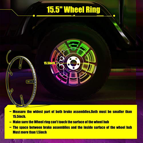 Wheel Lights for Truck - RGB Rim Light for Car/SUV - Wheel Well Ring Lights with Sequential and Multi-Color, Waterproof DC 12v C3041