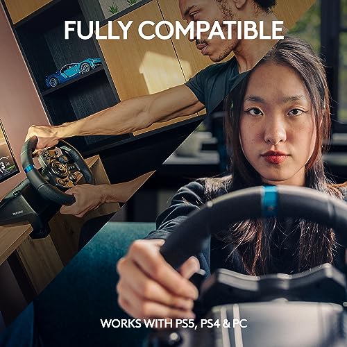 Racing Wheel and Pedals with Force Feedback, Gaming Steering Wheel for PS5, PS4, PC, Mac, Black W946