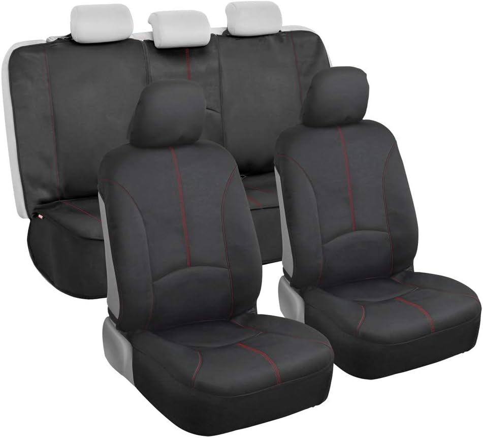 Waterproof Car Seat Covers Full Set with Gray Stitch, Neoprene Protectors for Auto, Truck, Van, SUV V63145