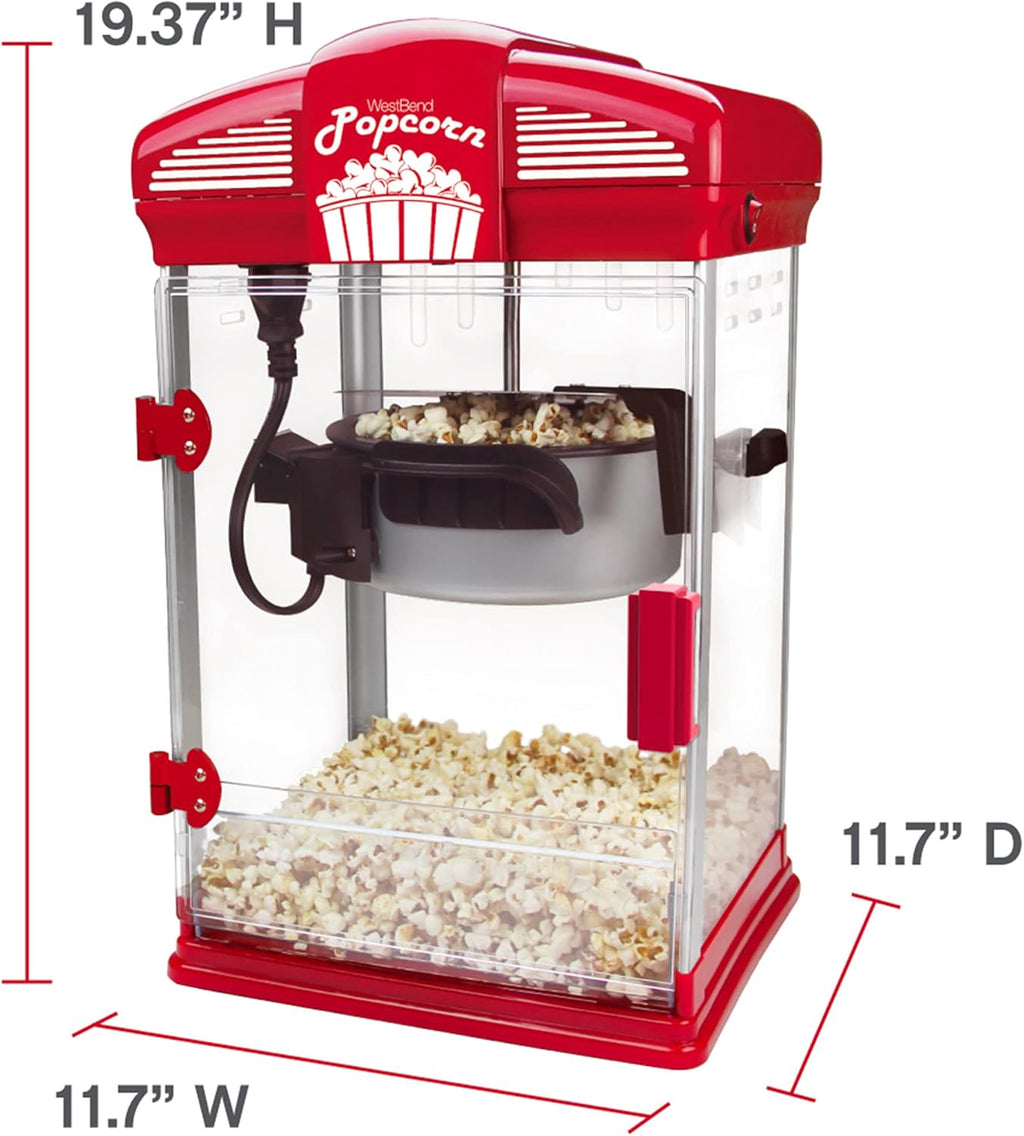 Stir Crazy Movie Theater Popcorn Popper with Nonstick Kettle, 4 Qt., Red I2962