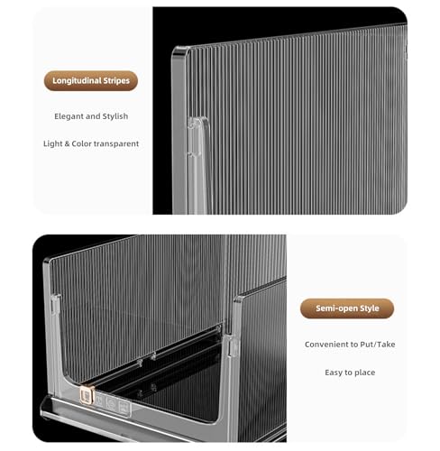 Stackable Wardrobe Organizer Bins, Foldable Plastic Storage Baskets for Closet, Kitchen, Bathroom T4782