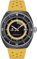 Tissot Unisex Sideral S Powermatic 80 316L Stainless Steel case with Black and Grey Marbled Forged Carbon Automatic Watches, Yellow, Rubber, 20 (T1454079705700)