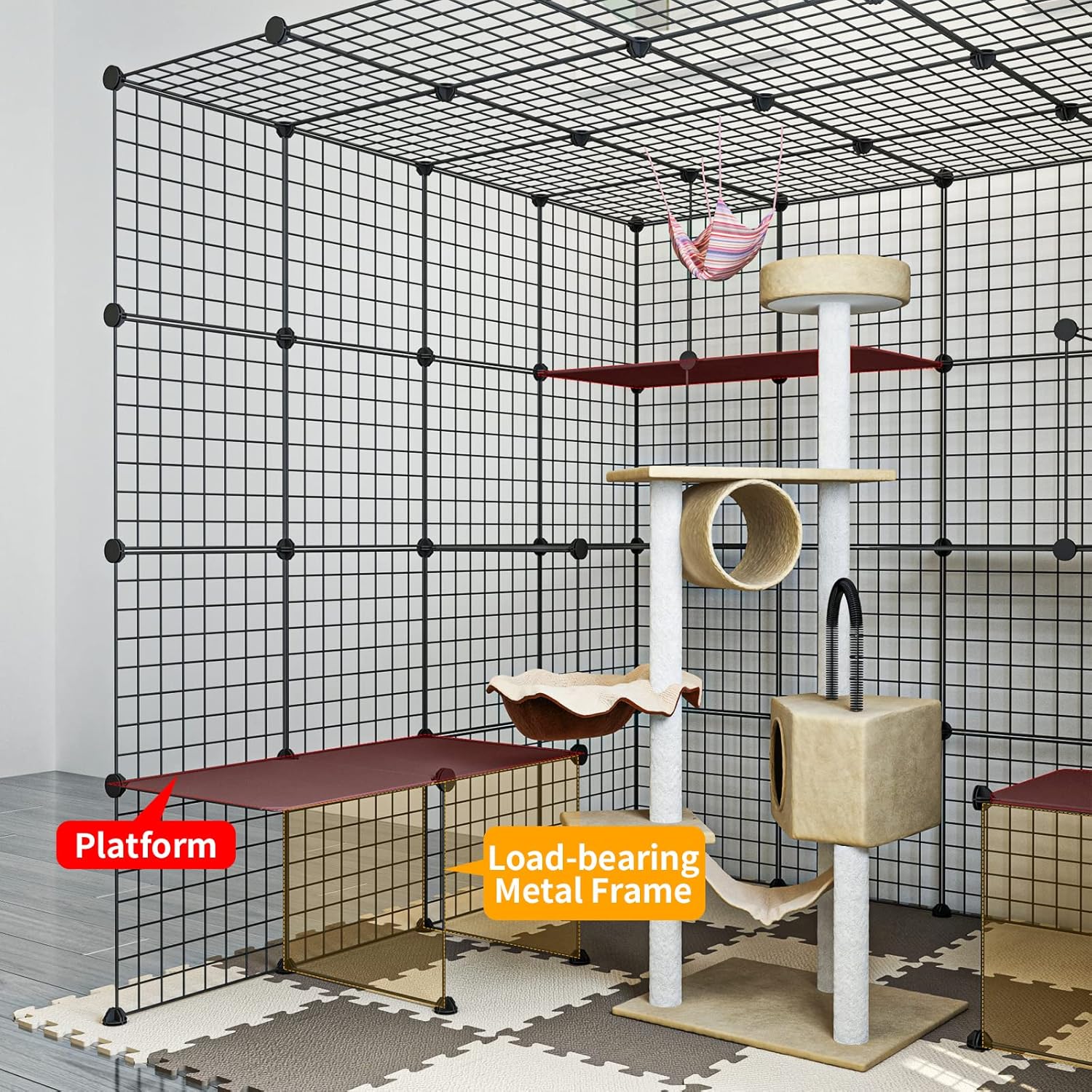Large Cat Cage Indoor DIY Cat Playpen Detachable Metal Wire Kennels Crate N897