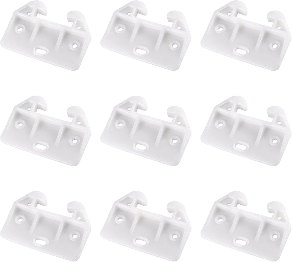 DOITOOL White Plastic Drawer Track Guide, 10Pc Plastic Cabinet Drawer Slide Parts, Drawer Track Guides Replacement Furniture Drawer Parts for Dressers, Hutches, Bedside Table and Drawer Systems