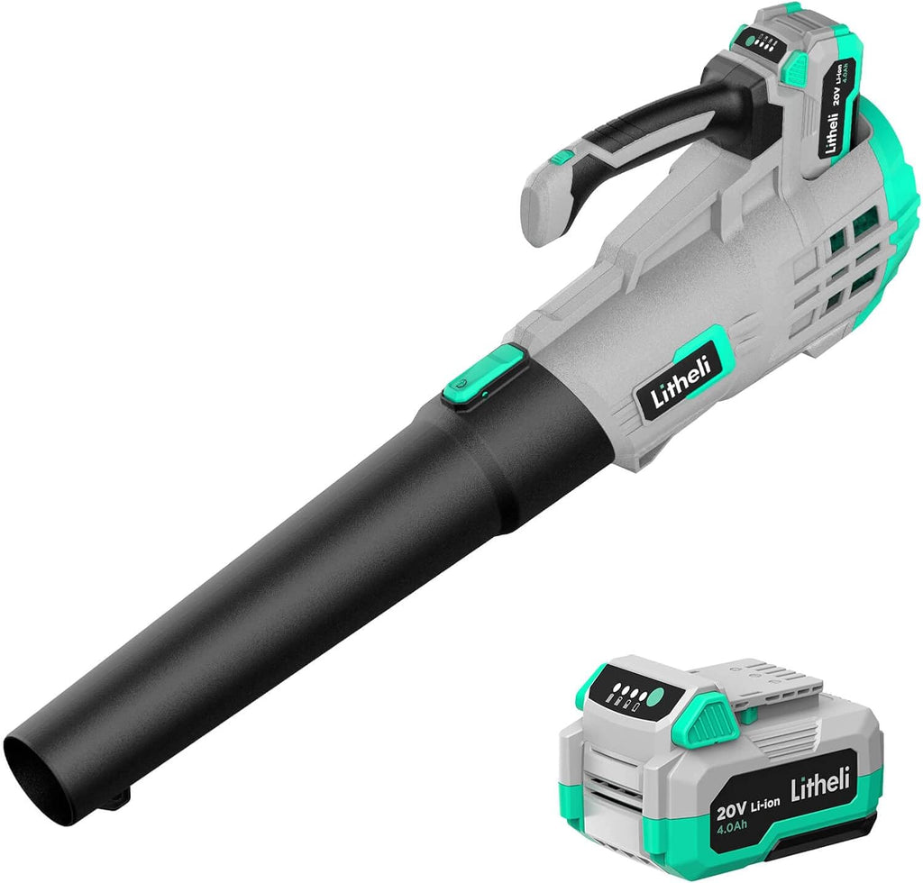 Litheli 20V Cordless Leaf Blower, Battery Leaf Blower for Cleaning Leaves, Dust, Snow on Lawn, Yard, Deck, with 4.0Ah Battery & Charger Included