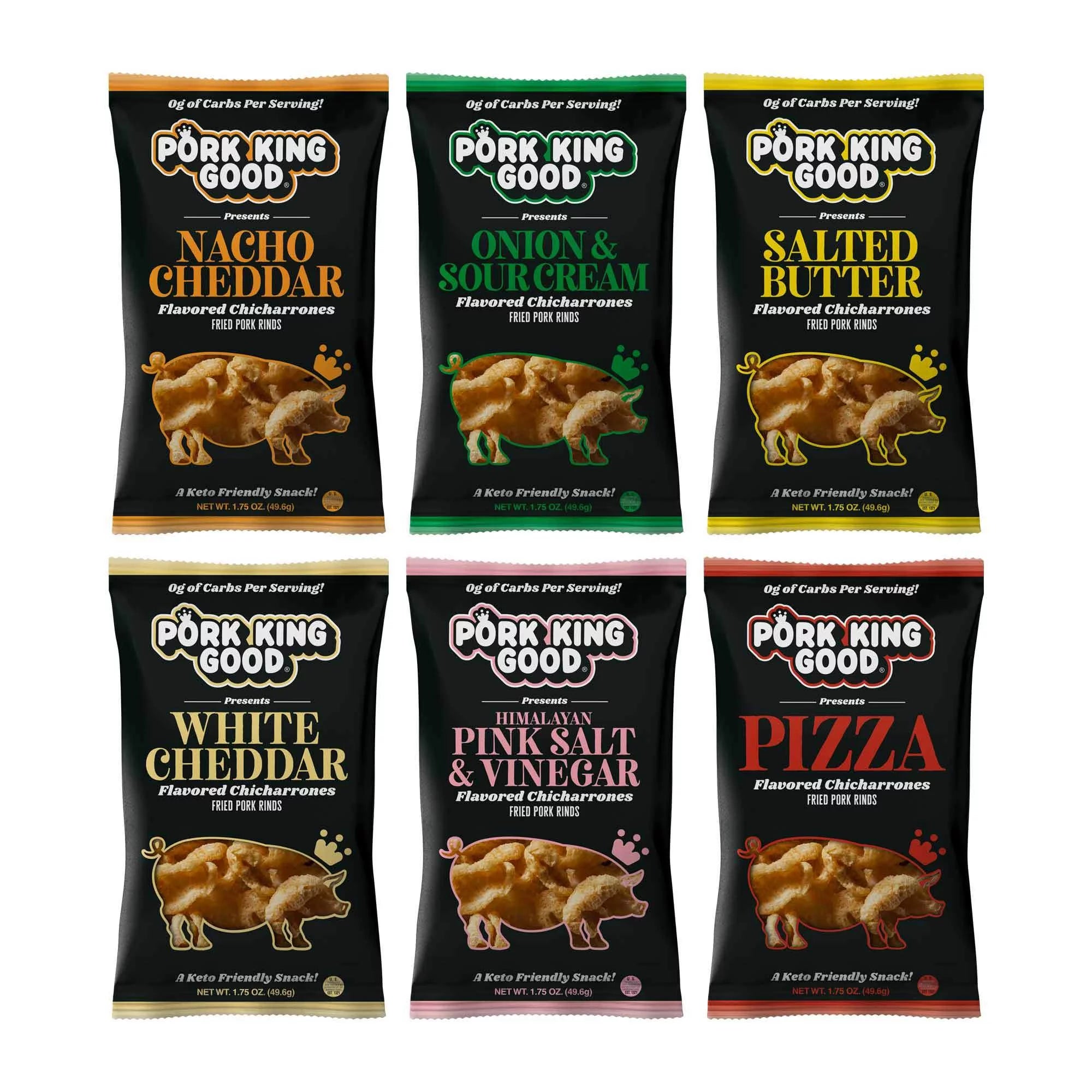Pork King Good Pork Rinds - Variety 6 Pack Keto Snacks