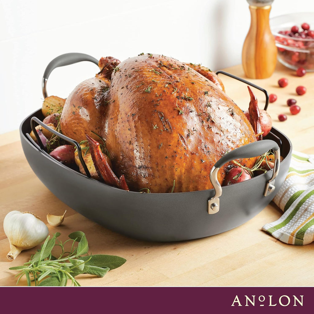 Nonstick Roaster Pan with Rack, 16 x 13 Inch V1545