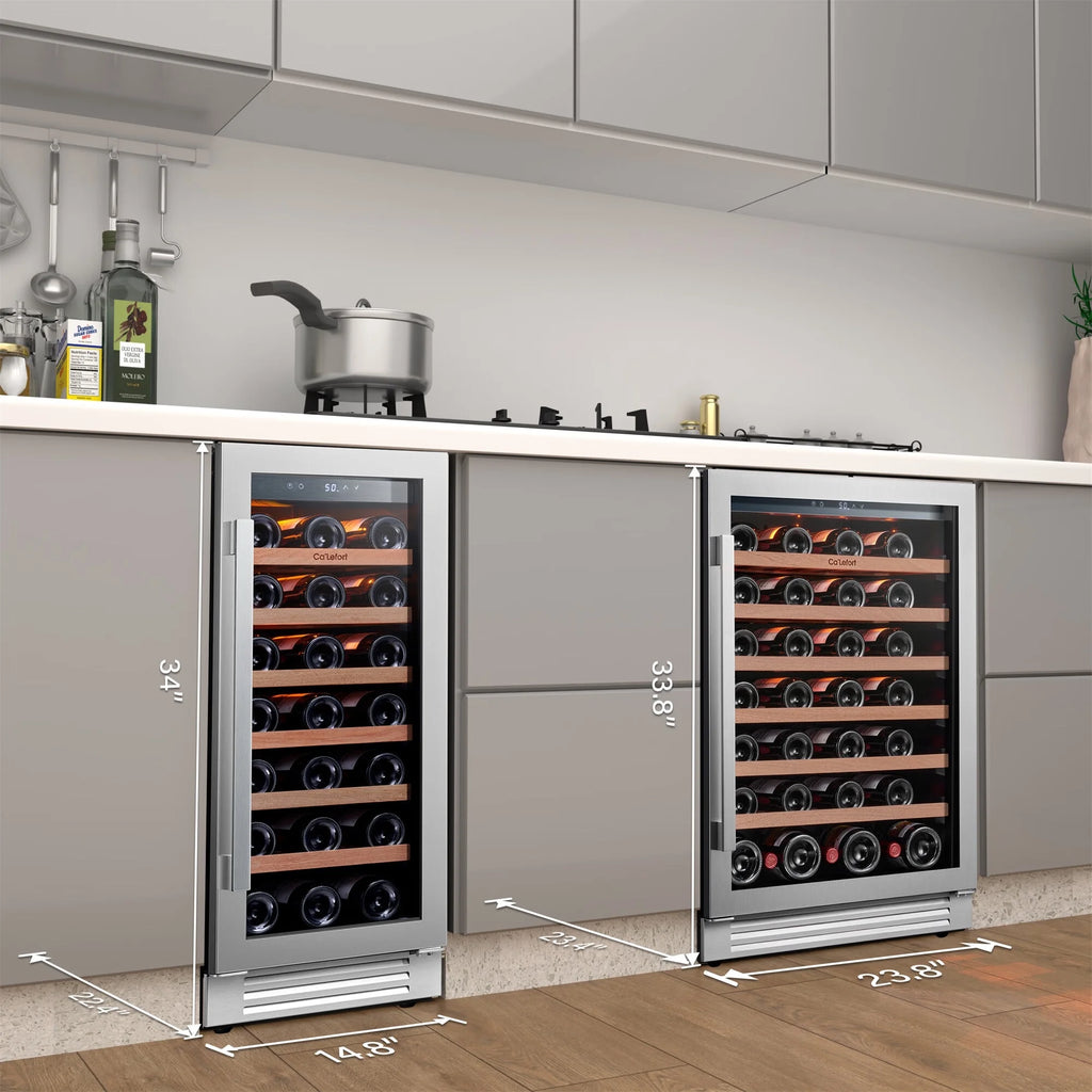 24 inch Dual Zone Wine Fridge and Cooler, 54 Bottle, Freestanding & Built-in E92358