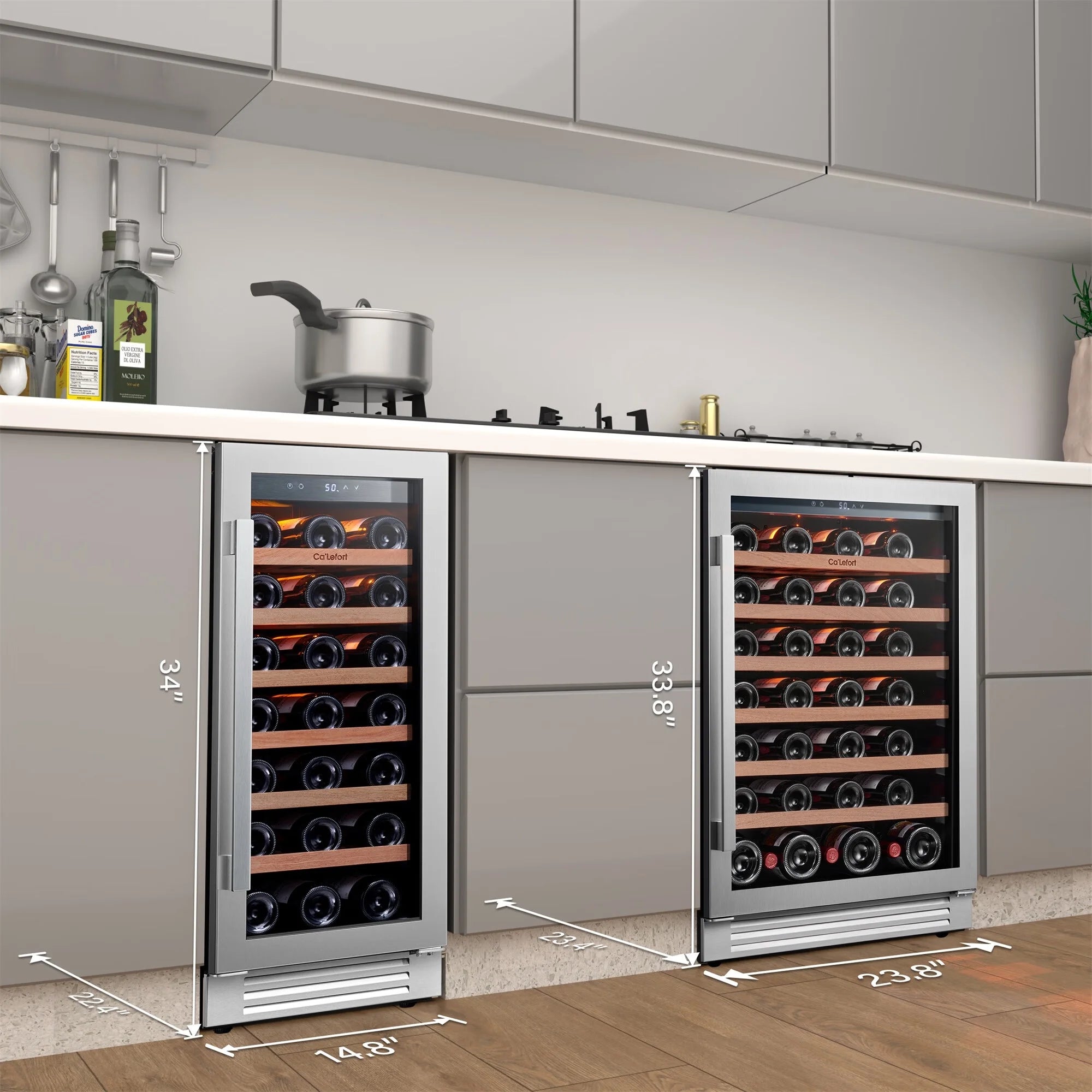 24 inch Dual Zone Wine Fridge and Cooler, 54 Bottle, Freestanding & Built-in E92358