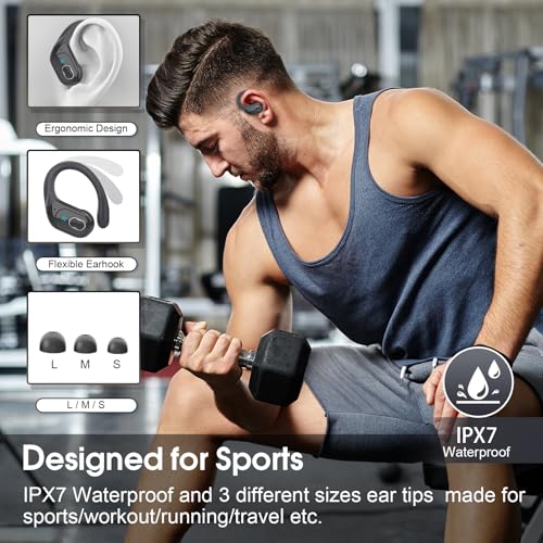 Wireless Earbuds Bluetooth 5.4 with Earhooks, IPX7 Waterproof P475856