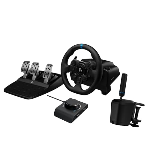 Racing Wheel and Pedals with Force Feedback, Gaming Steering Wheel for PS5, PS4, PC, Mac, Black W946