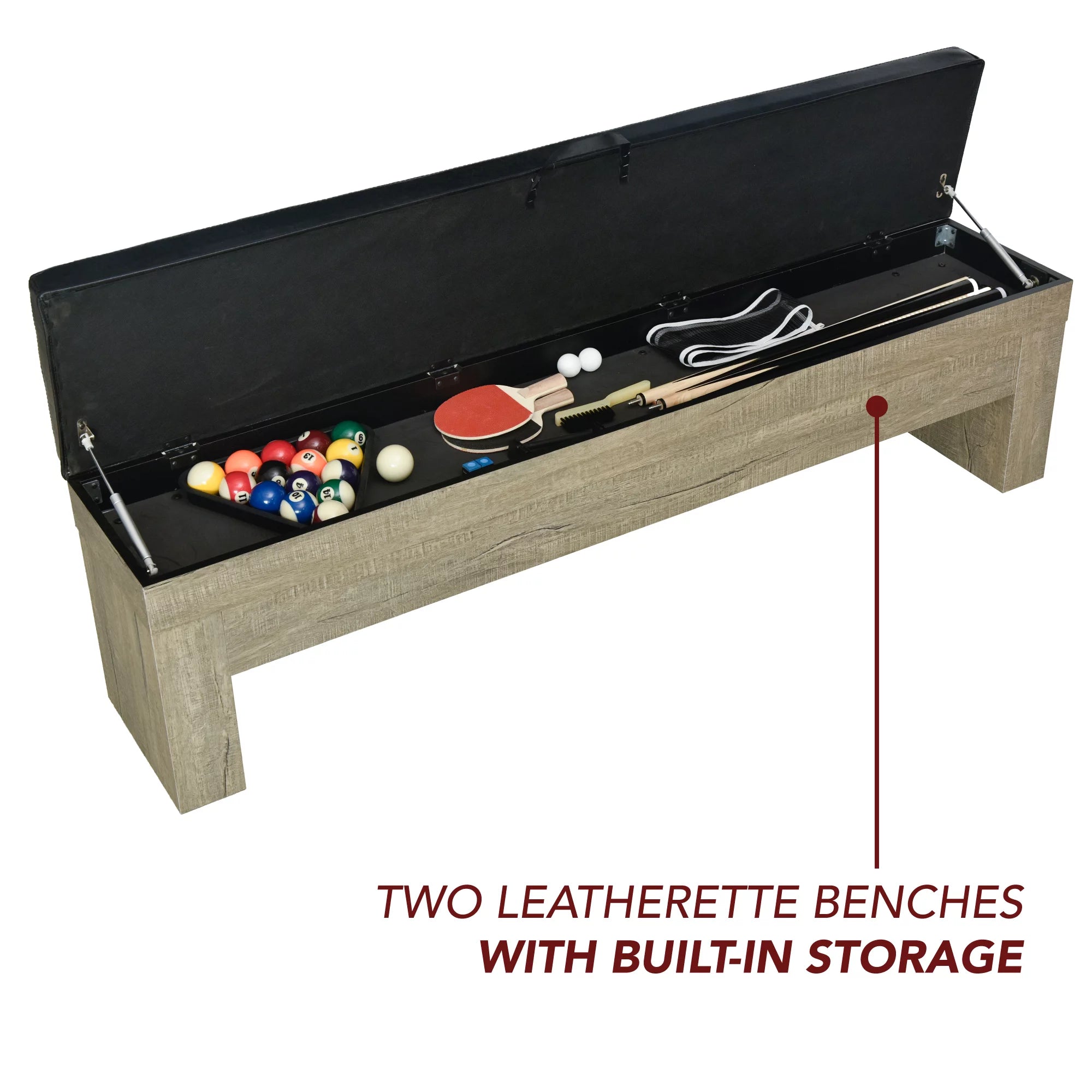 7-ft Pool Table Combo Set with Benches, Rustic Gray G46451