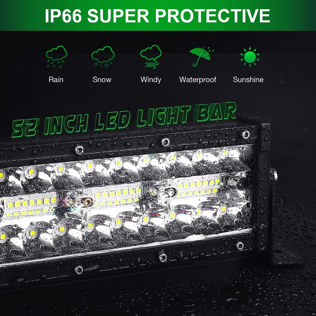 52 inch LED Light Bar for Trucks, Triple Row Spot Flood Combo Beam H556578