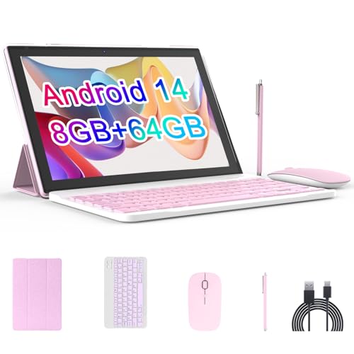 10 Inch Android 14 Tablet with Keyboard, 8GB RAM, 64GB Storage H38978