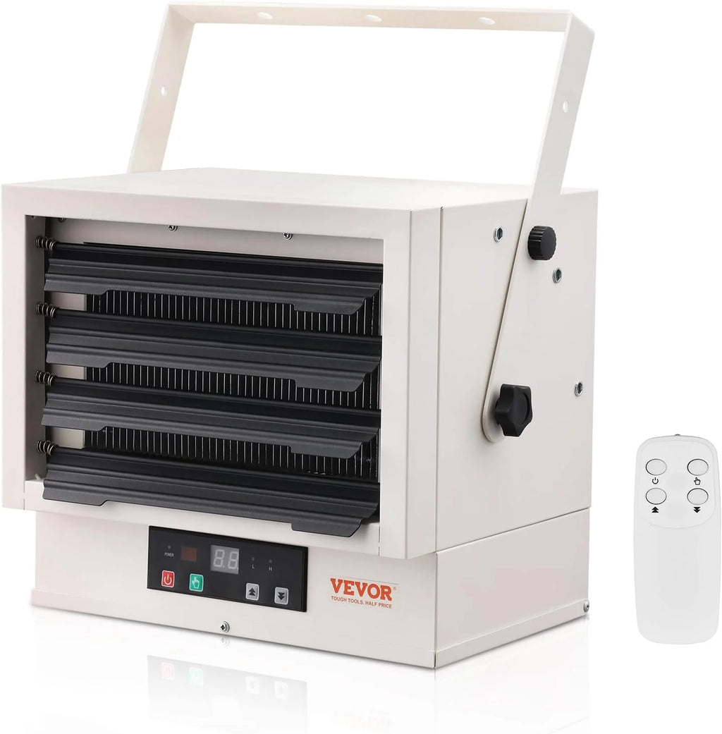 WAGEE Electric Garage Heater, 5000-Watt Digital Fan-Forced Wall/Ceiling Mount Shop Heater, with Remote Control Overheat Protection, Hardwired Heater with 9-Hour Timer, Ideal for Workshop, ETL Listed
