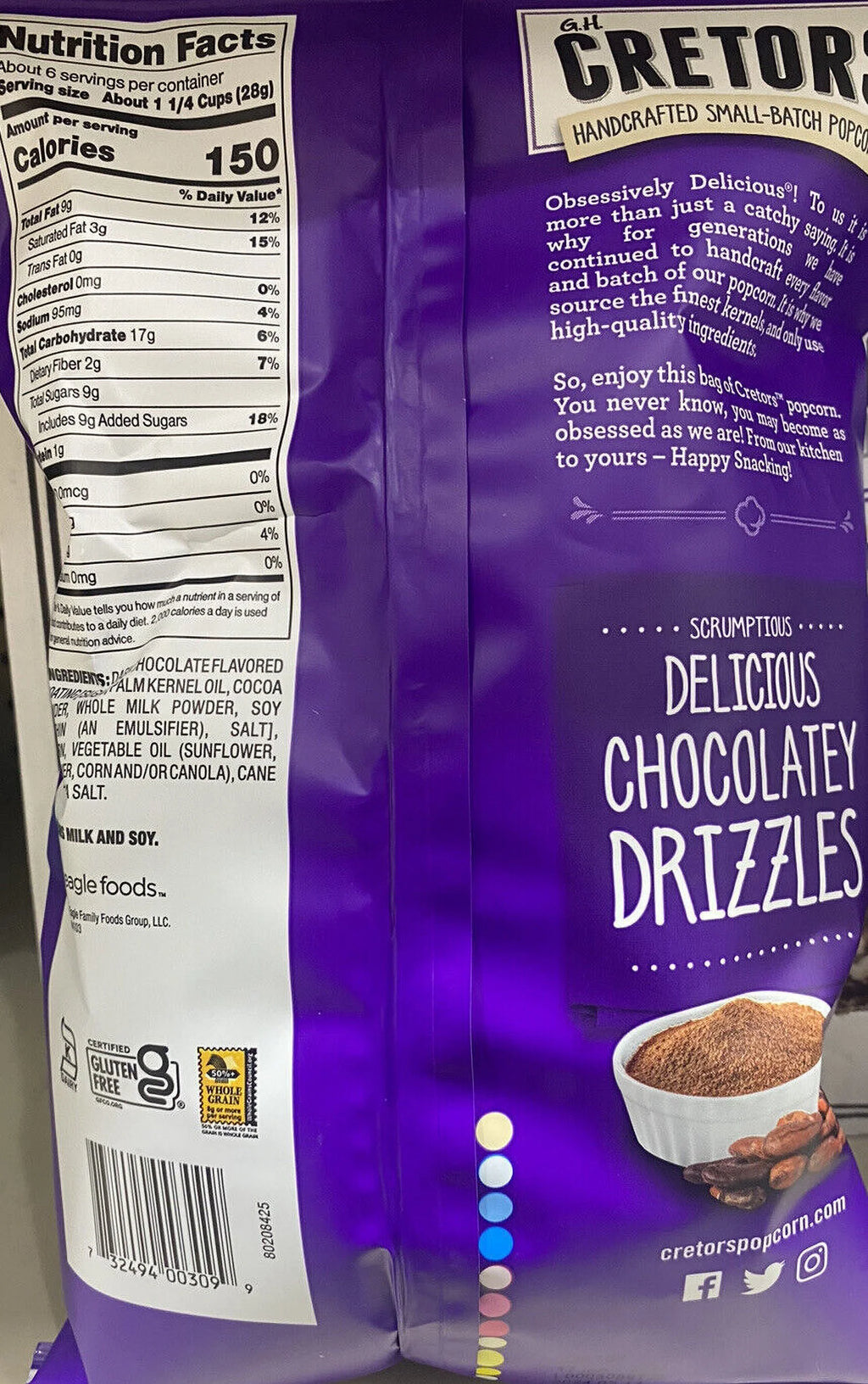 Chocolatey Drizzle Popcorn, 5.5 oz Bag P791