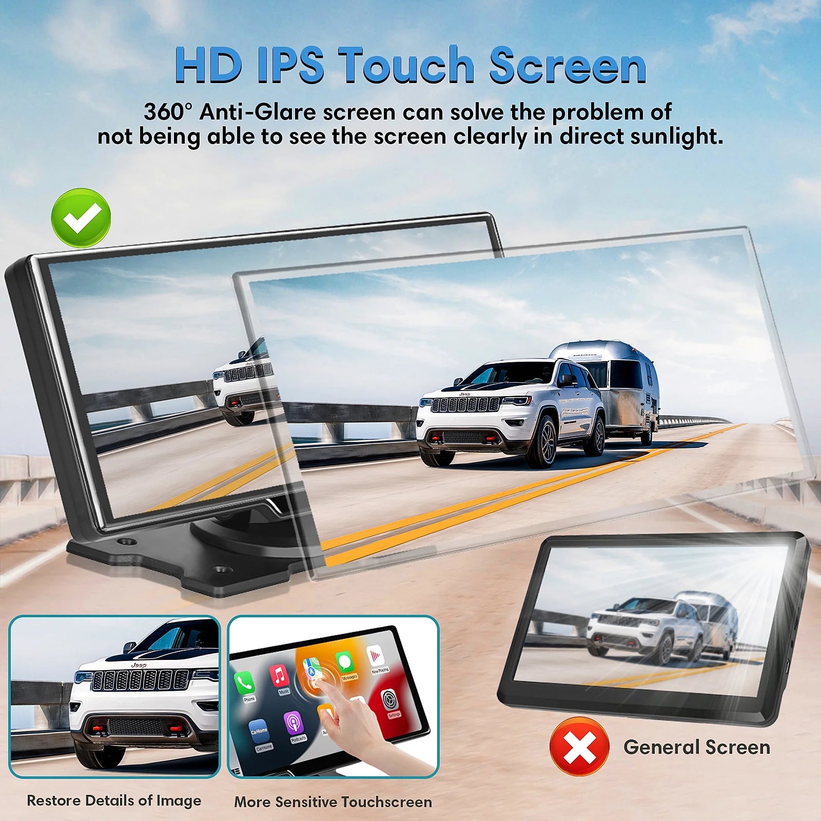 Wireless Carplay Screen with Dash Cam and Backup Camera V22100