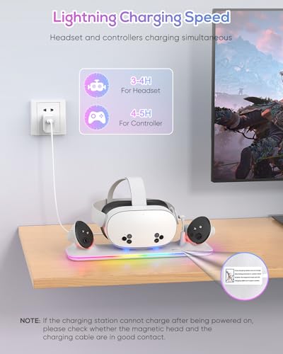 Magnetic Charging Station for VR Headset and Controllers with RGB Light Y7308