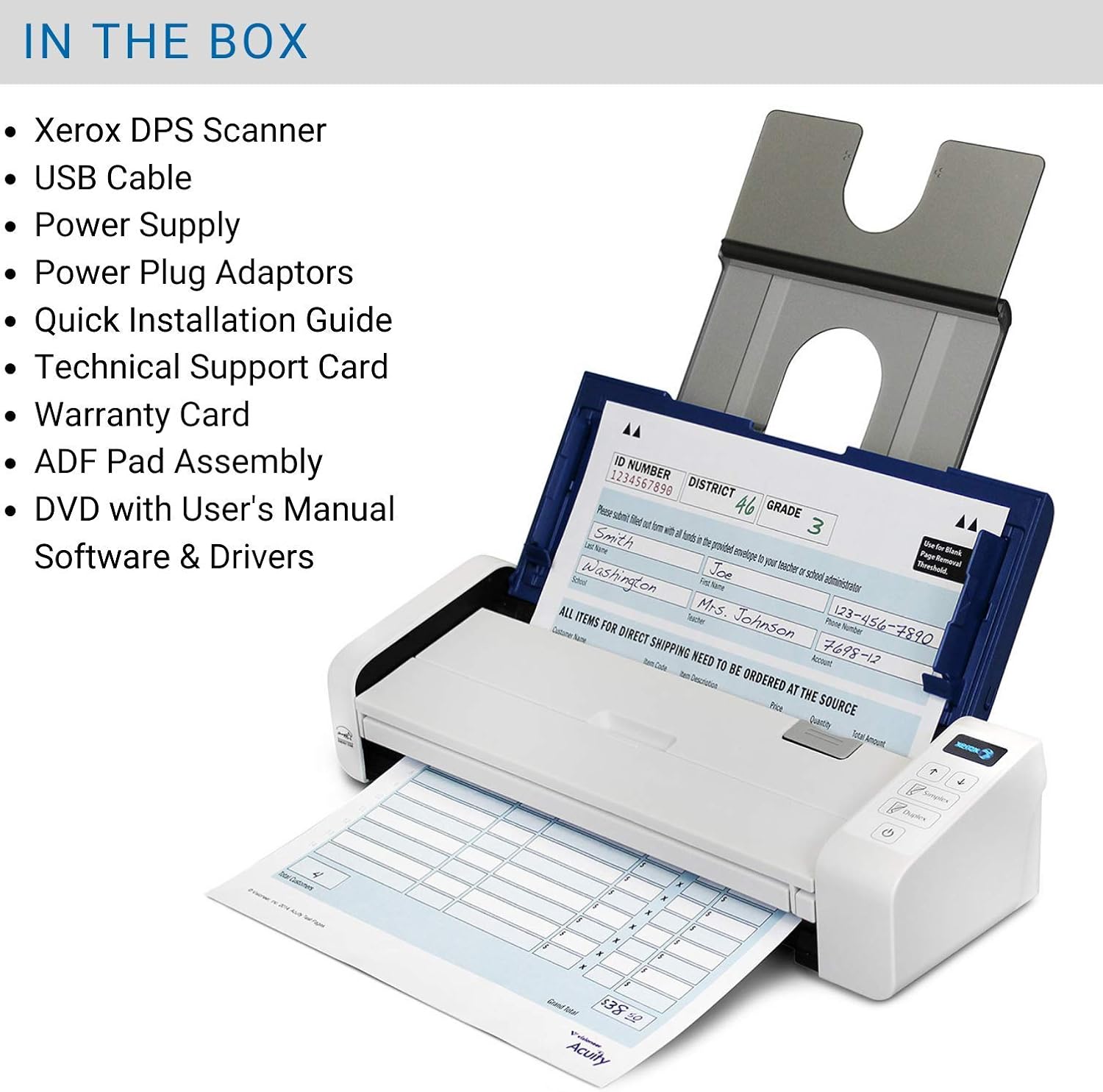 Portable Duplex Document Scanner, Blue & White C315