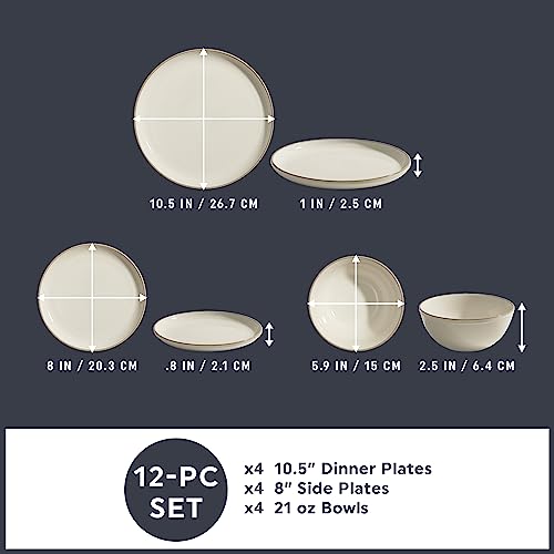 Stoneware 8-Pc Dinnerware Set, Double Bead Plates and Bowls, Reactive Glazes, Navy E96050