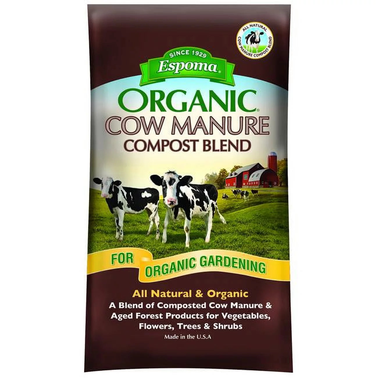 Espoma Organic Cow Manure Compost Blend for Organic Gardening, 1 CF