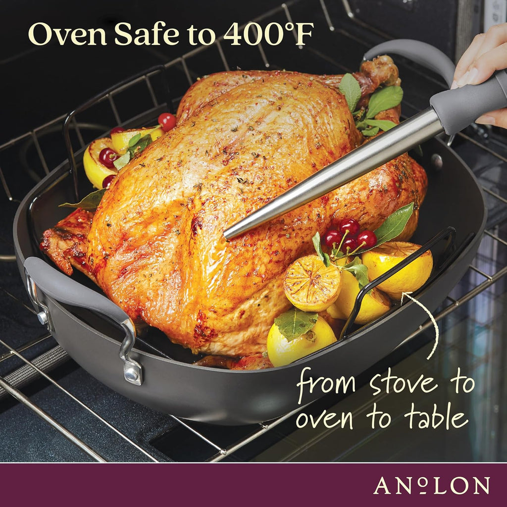 Nonstick Roaster Pan with Rack, 16 x 13 Inch V1545