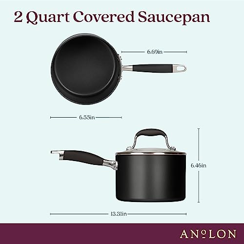 Hard Anodized Nonstick Saucepan with Straining Lid, 2 Quart S664