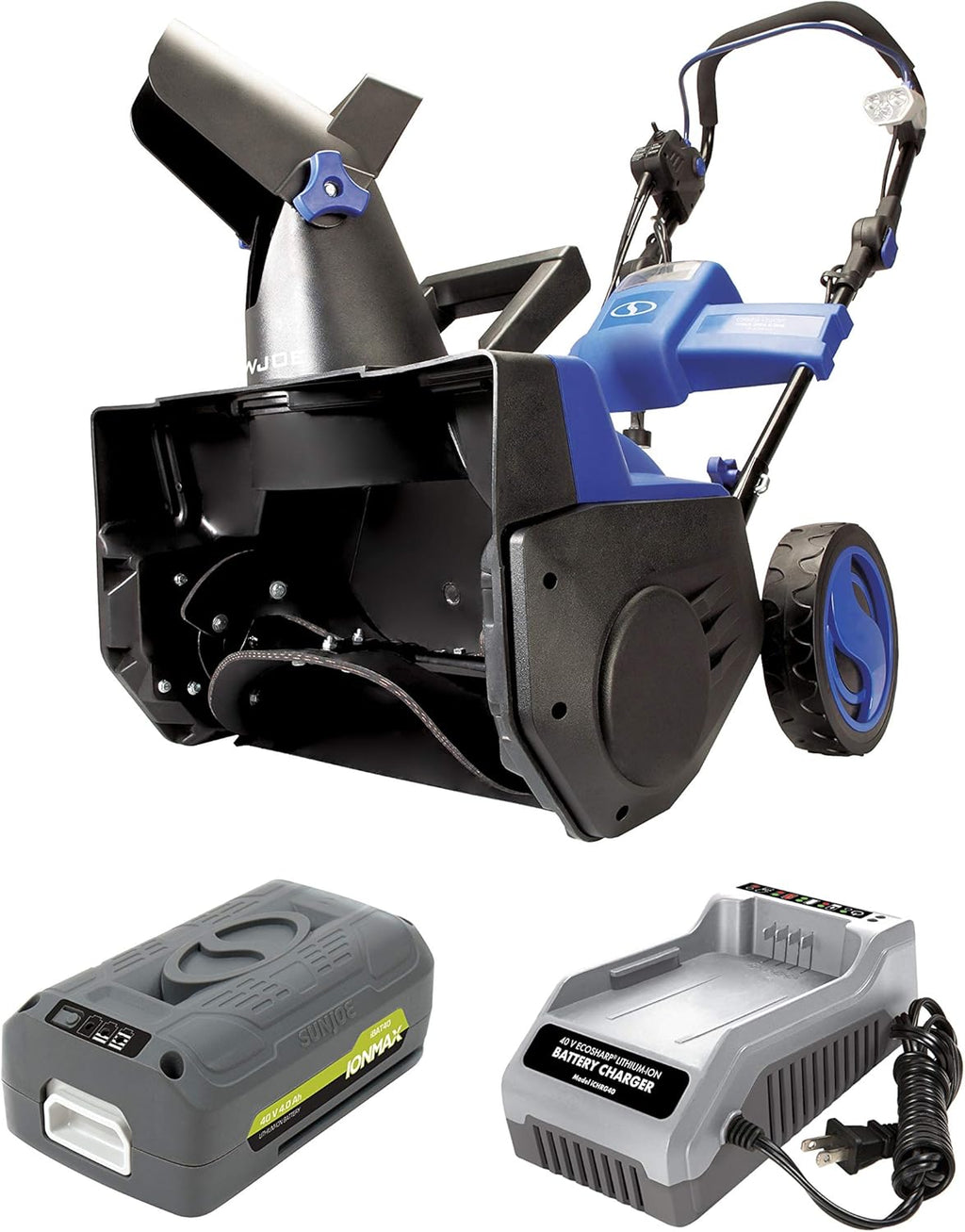 Snow Joe ION18SB-HYB 18-Inch 40 Volt Single Stage Brushless Snow Blower, Kit (Hybrid w/4.0-Ah Battery + Quick Charger)