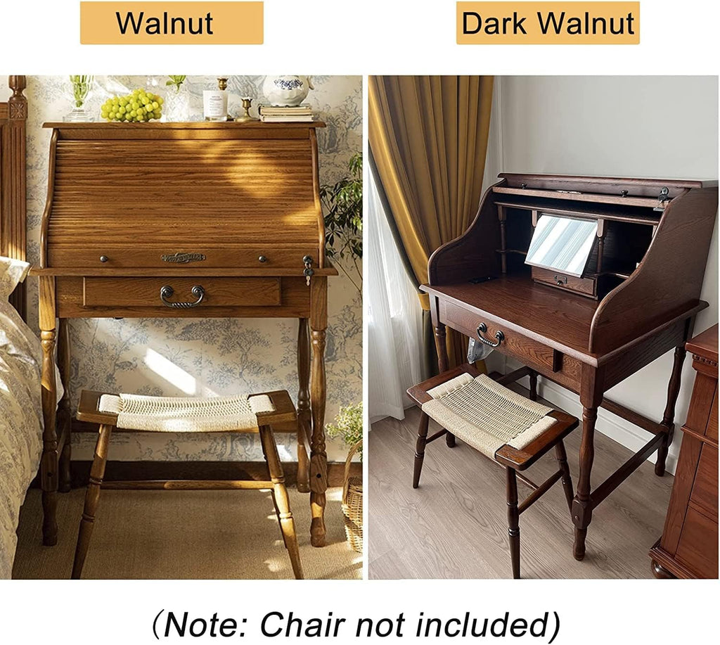 Oak Wood Vanity Desk with Pull-Out Mirror and Charging Port K34545