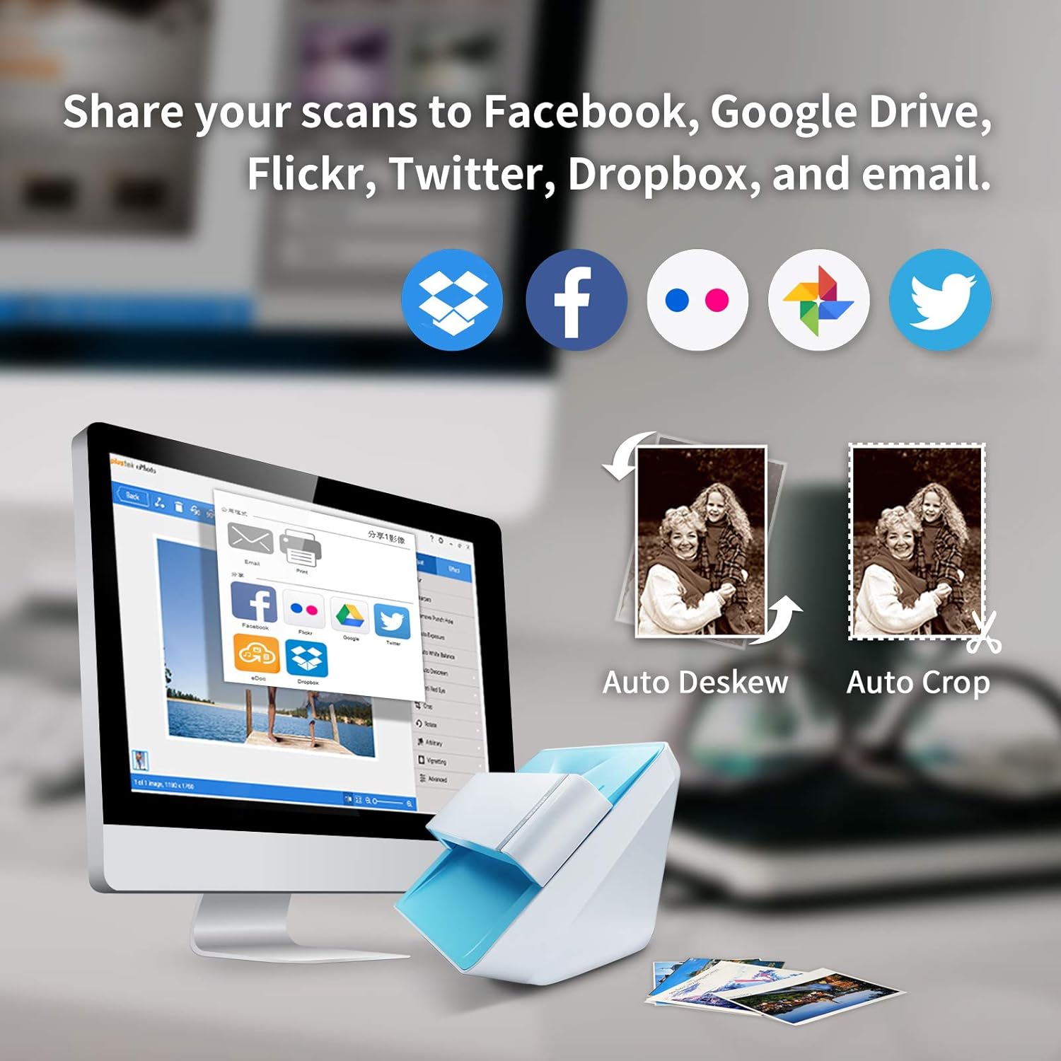 Photo Scanner for 4x6 Photos, Auto Crop and Deskew, CCD Sensor, Mac and PC Compatible O25449