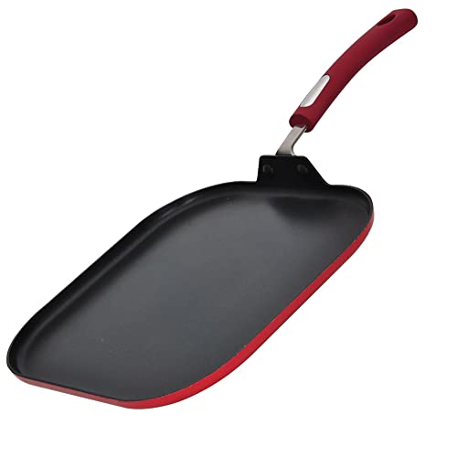 Hamilton Beach Nonstick Double Griddle 19x11-Inch - Black Aluminum Griddle with Soft Touch Bakelite Handle - Flared Edge - Spiral Bottom, Easy to Clean, Multipurpose Use - Durable & Dishwasher Safe