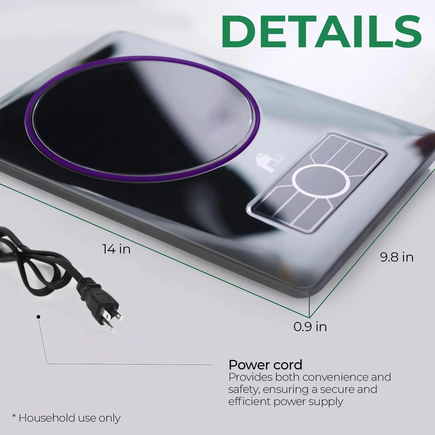 Portable Electric Cooktop - Extra Thin Stainless Steel Stove with Adjustable Temperature G2863