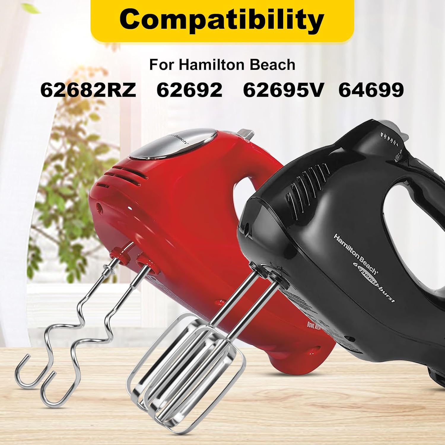Hand Mixer Beaters, Whisk & Dough Hooks Replacement (Pack of 4) P3891
