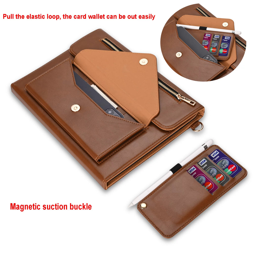 Portfolio Case for iPad Pro 12.9-inch with Pencil Holder, PU Leather, Brown Q1210