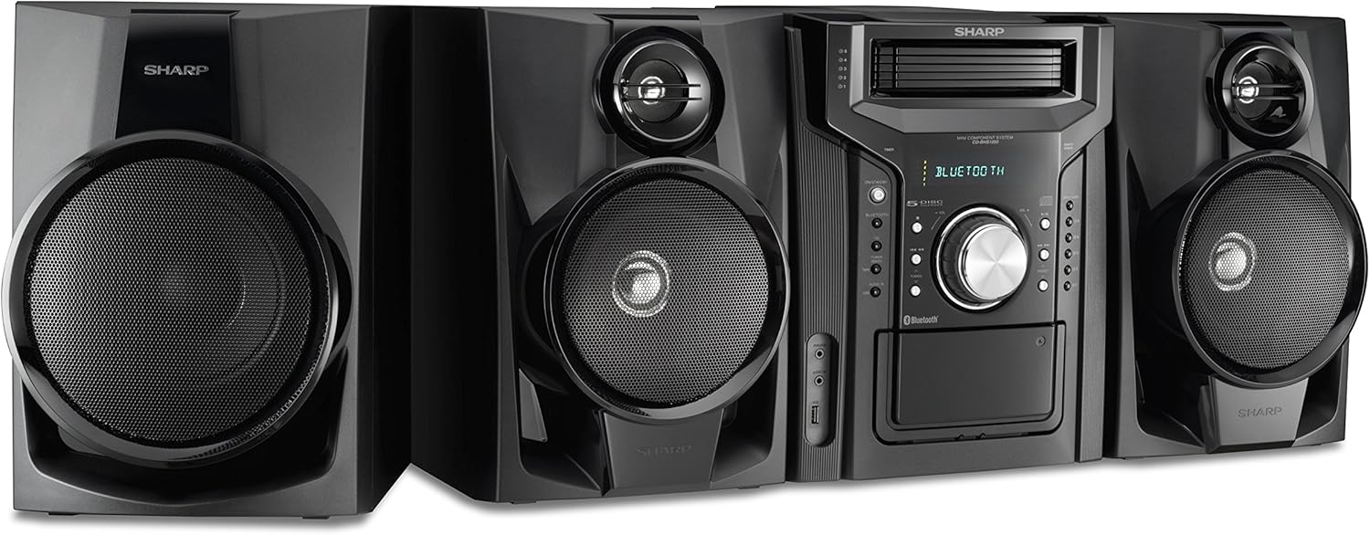 5-Disc Mini Shelf Speaker System with Cassette and Bluetooth J9848