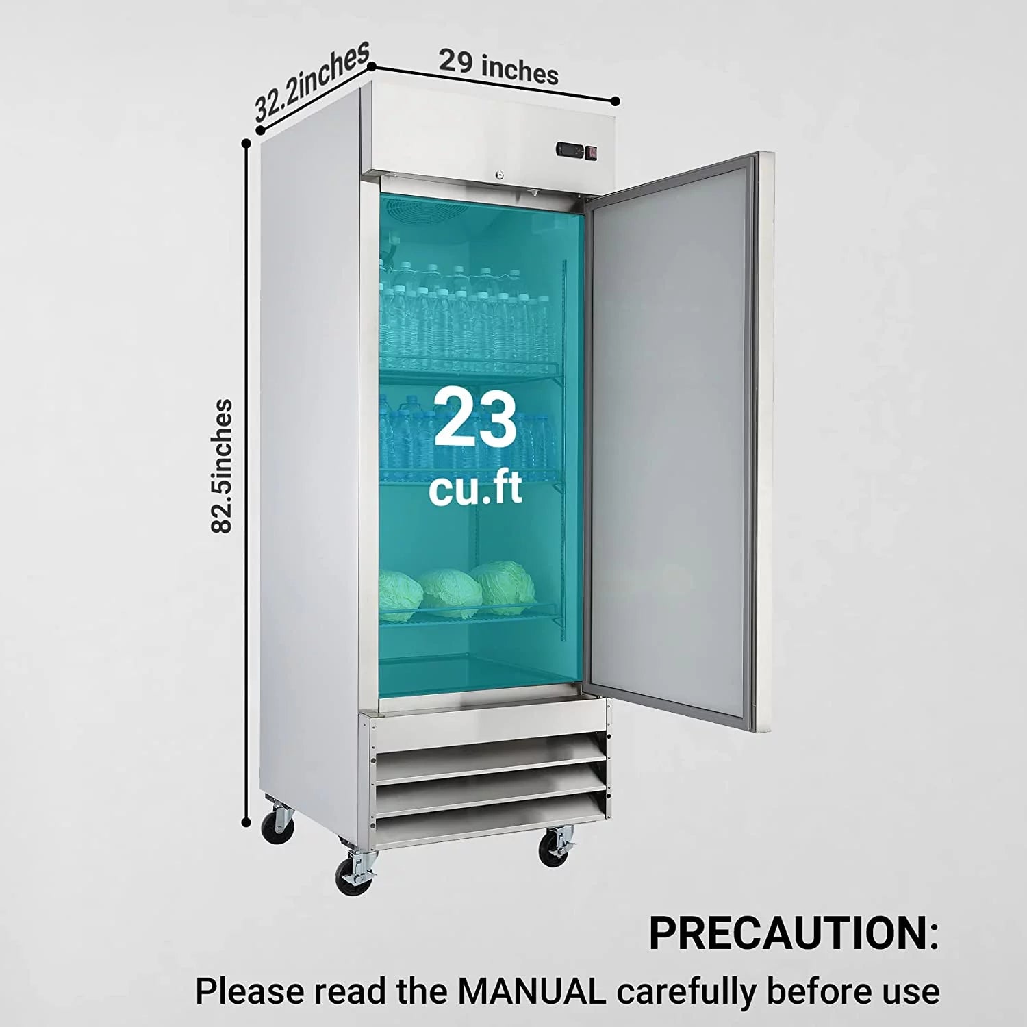 23 Cu ft Commercial Freezer, Frost Free Upright Fridge with Smudge-Proof Single Door C75644