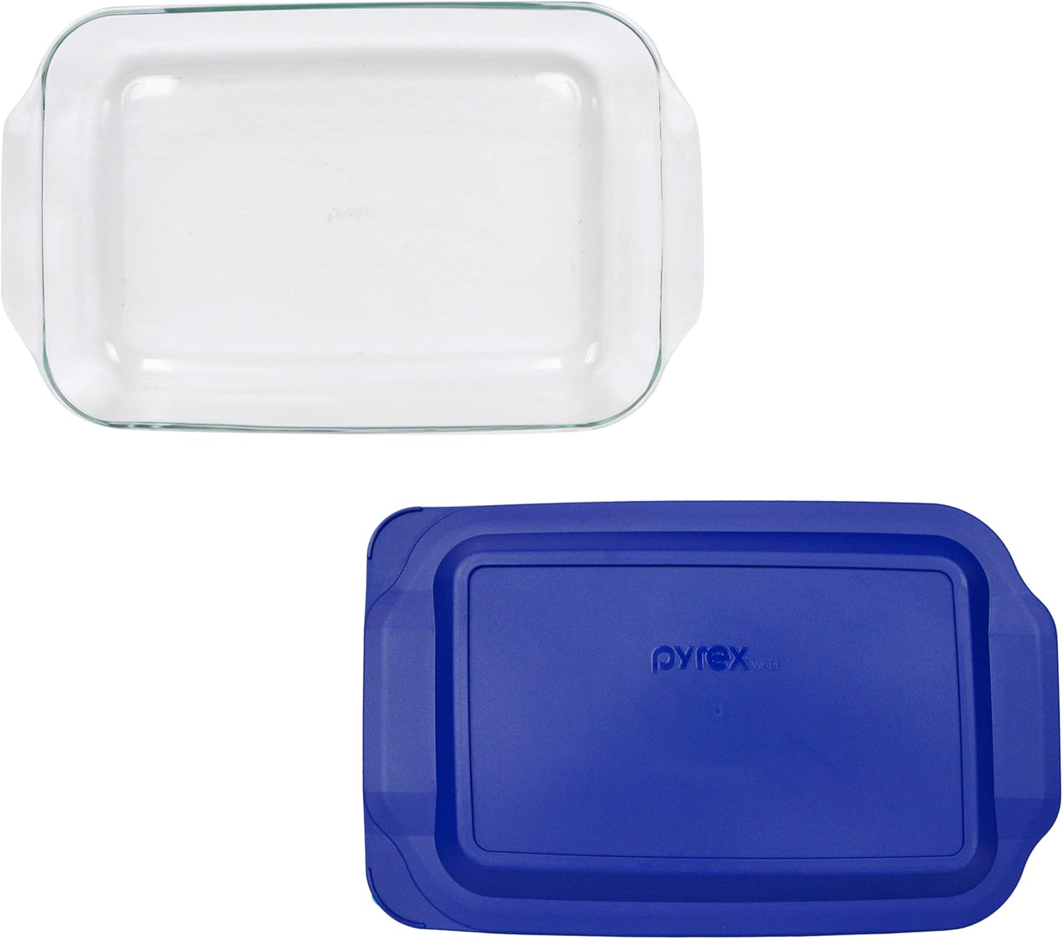 Pyrex 233 3qt Glass Baking Dish with 233-PC 3qt Blue Lagoon Lid - Original Genuine Pyrex - Made in the USA