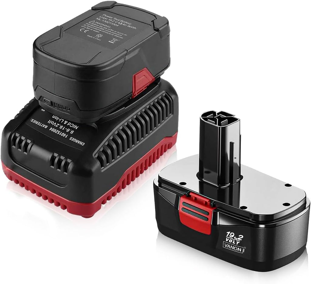2Pack 4.8Ah Replacement for Craftsman C-3 19.2V Battery and Charger 140152004 for Craftsman C-3 XCP 9.6V-19.2V , Battery for Craftsman 1323903 130279005 130279003 1323517 11375 315.11485 315.113753