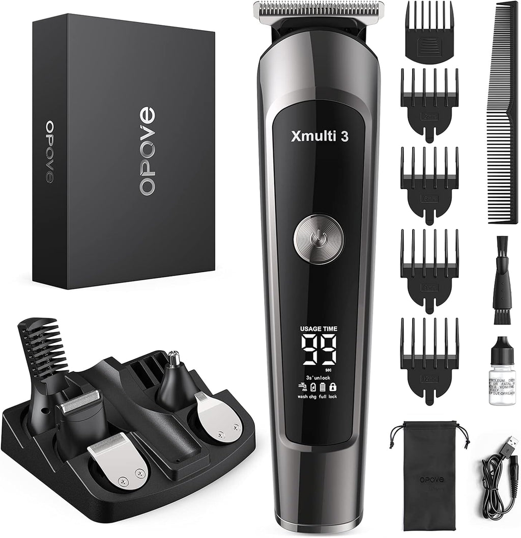 OPOVE Electric Beard Trimmer for Men, All-in-1 Multi-Grooming Hair Trimmer Kit, Manscape, Body, Nose Trimmer, Cordless Clippers with Waterproof and 115min Run Time, Xmulti 3