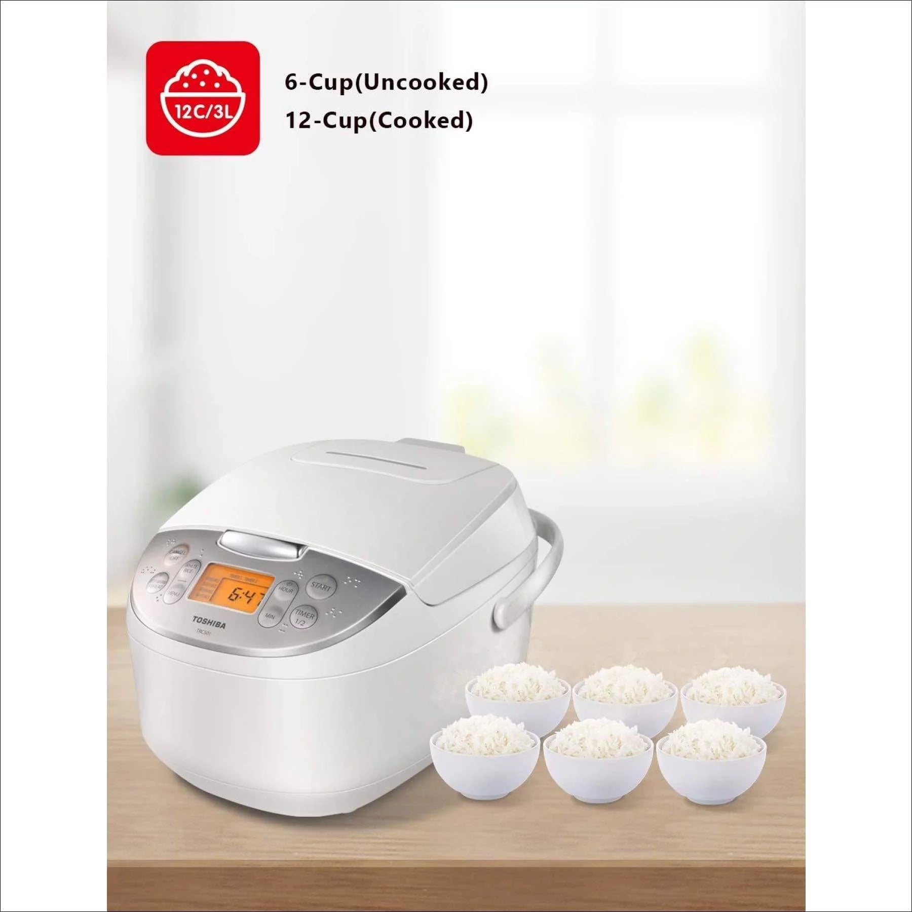 Rice Cooker 6 Cups with Fuzzy Logic and One-Touch Cooking B149
