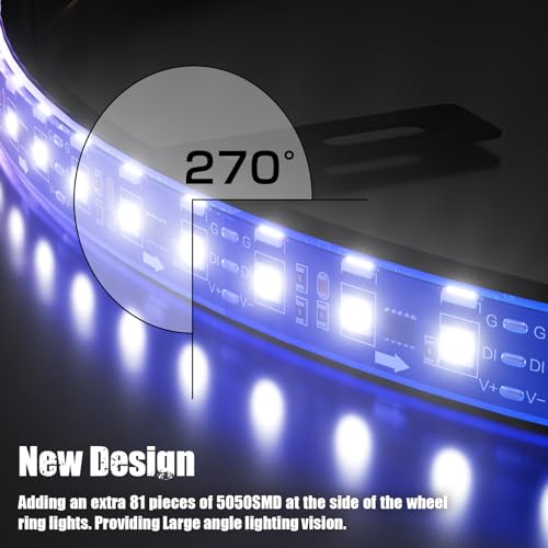 Wheel Lights for Truck - RGB Rim Light for Car/SUV - Wheel Well Ring Lights with Sequential and Multi-Color, Waterproof DC 12v C3041
