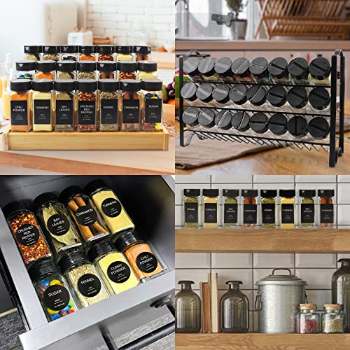 24 Pcs Glass Spice Jars with Labels, 4oz Square Containers with Shaker Lids X82506