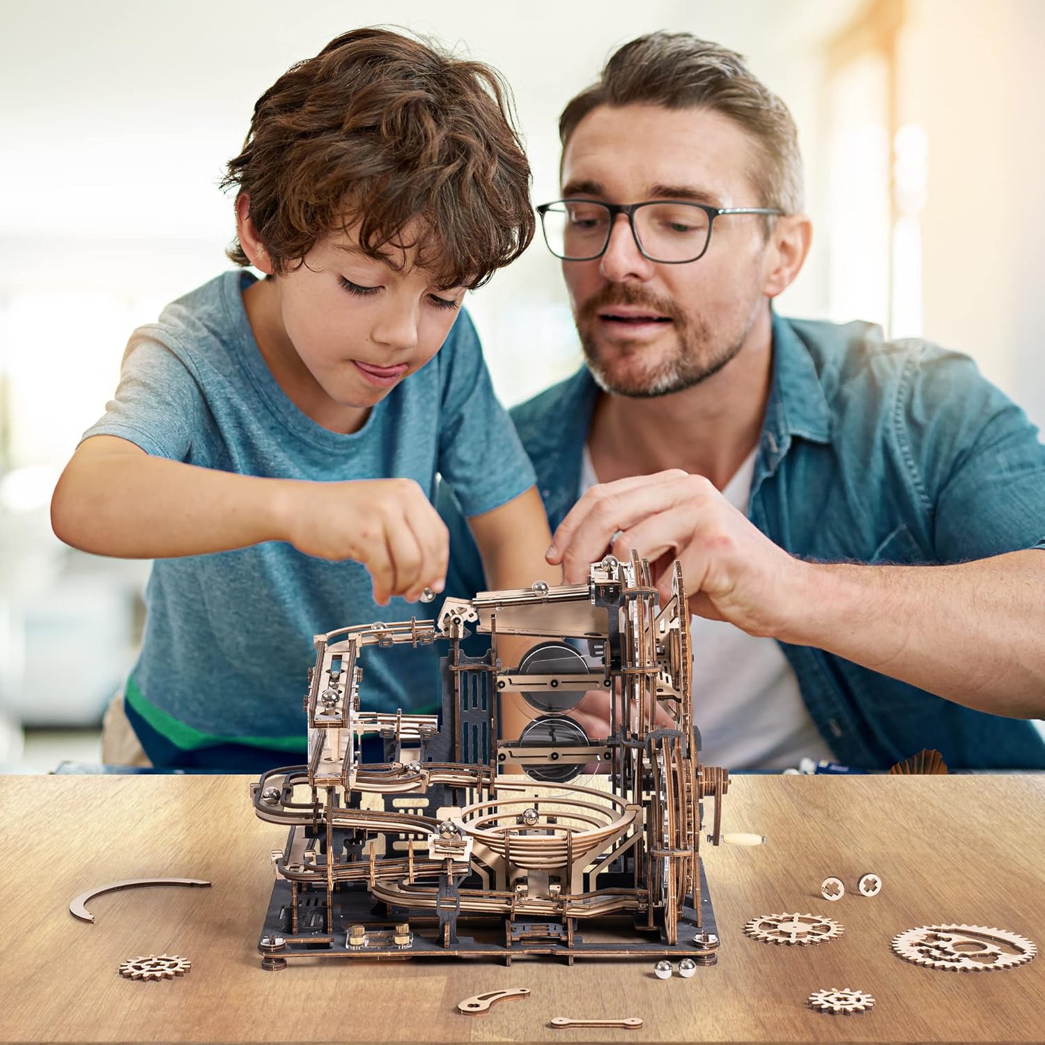 3D Wooden Marble Run Chain Model Building Kit for Adults L870382