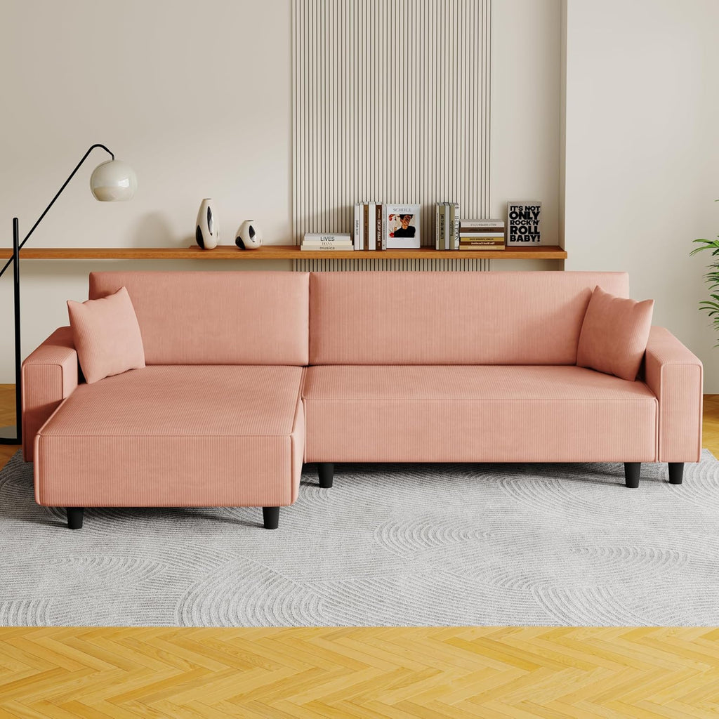 Orange Corduroy Sofa Bed with 2 Pillows A279501