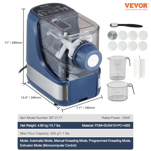 Electric Pasta Maker, 150W Automatic Noodle Machine, 500g Flour Capacity, 8 Pasta Shapes N76759