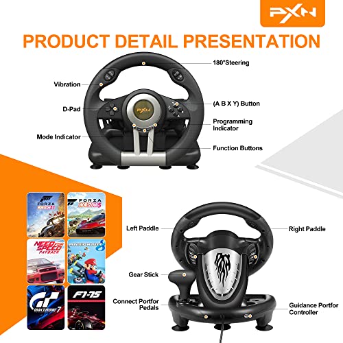Racing Wheel for PC, PS4, PS3, Xbox Series X|S, Xbox One with Pedal O672481