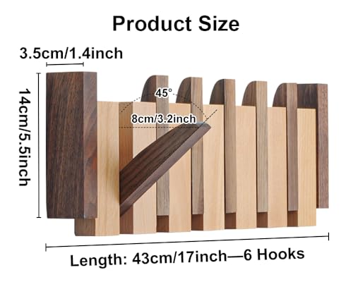 Wall Mounted Wooden Coat Rack with 4 Flip-Down Hooks B6100