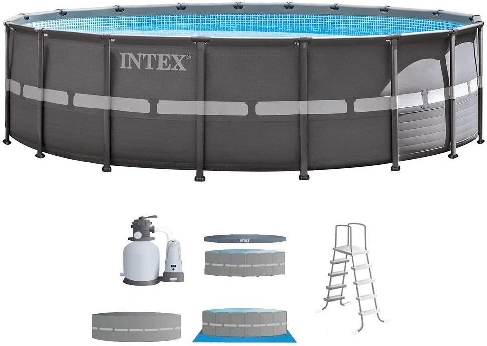 18ft x 52in Above Ground Pool Set with Sand Filter Pump, Ladder, Ground Cloth & Cover K5749